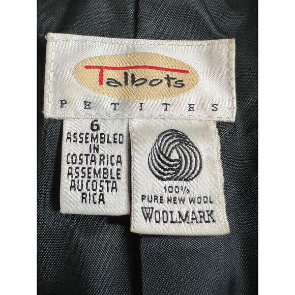 Vintage Talbots 100% Pure New Wool Blazer Size 6 Petite Single Button Black - Picture 12 of 13